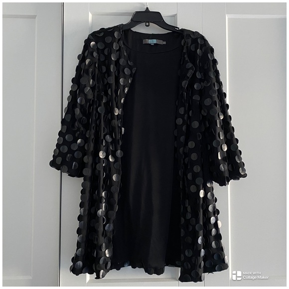 Anthropologie Eva Franco Black Open Front Cardigan Jacket Size M (oversized) - Picture 3 of 11